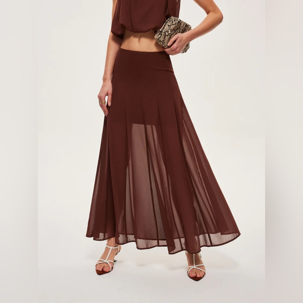 Commense Brown Maxi Skirt